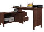 Schreibtisch Otto Home "Luven, Aus Massivholz", Braun (Dunkelbraun), B:140Cm H:76Cm T:60Cm, Tische, Schreibtisch, In 2 Breiten, Variable Nutzung Als Schreibtisch Oder Eckschreibtisch