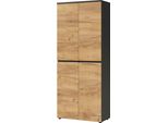 Aktenschrank Germania "Lissabon", Grau (Graphit, Navarra, Eiche, Nachbildung), B:80Cm H:197Cm T:40Cm, Holzwerkstoff, SchräNke, Mit Verstellbaren EinlegeböDen Und Grifflosem Design