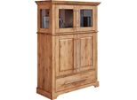 Highboard Otto Home "Melissa Vitrine Breite/HöHe/Tiefe 94/39/133 Cm", Beige (Natur), B:94Cm H:133Cm T:39Cm, Fsc-Zertifiziertes Massivholz, Sideboards, Highboard