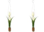 Kunstblume Otto Home "Tulpen In HäNgevase", Weiß, B:4Cm H:35Cm, Kunststoff, Kunstpflanzen