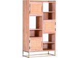 Highboard Gutmann Factory "Belkin, Hochkommode", Beige (Natur), B:80Cm H:146Cm T:37Cm, Sideboards, Highboard, Stauraumschrank, TüRen Mit Rattanfront, Breite 80 Cm