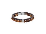 Armband Fossil "Schmuck Geschenk Edelstahl Leder Vintage Casual", Braun (Edelstahlfarben, Braun, Braun), ArmbäNder, Damen, Edelstahl Leder, Edelstahl, Leder, Armband, Mit Tigerauge