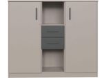 Highboard Wimex "Bahamas, Inkl. 2 Schubladen In Absatzdekor, Breite: 122Cm", Saharagrau, Absetzung Grafit, B:122Cm H:105Cm T:41Cm, Spanplatte, Sideboards, Highboard, Passend Zur Jugendzimmer-Serie Bahamas