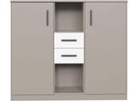 Highboard Wimex "Bahamas, Inkl. 2 Schubladen In Absatzdekor, Breite: 122Cm", Saharagrau, Absetzung Weiß, B:122Cm H:105Cm T:41Cm, Spanplatte, Sideboards, Highboard, Passend Zur Jugendzimmer-Serie Bahamas