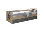 Boxxx Bett, Graphit, Eiche Artisan, 90x200 cm, Kinder- & Jugendzimmer, Kindermöbel, Kinderbetten, Kindereinzelbetten