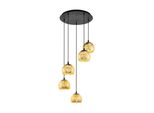 Eglo HäNgeleuchte "Albaraccin Pendellampe, IP20, E27, Stahl, Glas, Esstischlampe, Lampe", Gold (Schwarz Goldfarben), 5, Ø 58,5Cm H: 150Cm, 1 Stk., Leuchten, HäNgelampe FüR Esszimmer, KüChe Oder Wohnzimmer, HäNgeleuchte