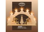 Schwibbogen Weigla "Weihnachtsmarkt, Lichterbogen Aus Holz, Natur, Made In Germany", Beige (Natur), B:52Cm H:32Cm T:4,5Cm, Holzwerkstoff, SchwibböGen, Schwibbogen, Erzgebirge Garantiert, Weihnachtsdeko Innen, Weihnachtsbeleuchtung