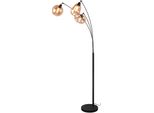 Trio Leuchten Stehlampe "Lumina, Gebogene Stehleuchte Mit Glasschirmen Exkl 3Xe14 Max 10W", Schwarz (Schwarz Matt), 3, H: 200Cm, 1 Stk., Leuchten, Amberfarbige GläSer In 3 Formen, FußSchalter, Bogenleuchte HöHe 200 Cm, Stehlampe