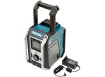 Baustellenradio MAKITA DMR115, blau (türkis, schwarz, silber), B:16,4cm H:29,5cm T:26,8cm, Radios, 12V, Bluetooth-Radio, ohne Akku