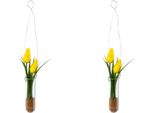 Kunstblume Otto Home "Tulpen In HäNgevase", Weiß, B:4Cm H:35Cm, Kunststoff, Kunstpflanzen