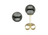 Paar Ohrstecker Jobo, Gelb (Gelbgold 585), Ohrringe, Damen, 6Mm, Gelbgold 585, 585 Gold Mit HäMatit