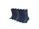 Socken Levi's "Levis Regular Cut Batwing Logo 6P Recycled Co Ecom", Herren, Gr. 43-46, Blau (Denim), Baumwollmischung, Bedruckt, Unifarben Mit Farbeinsatz, Normal, Socken Socken, Mit Breitem Logobund