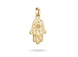 Charm-EinhäNger Thomas Sabo "Charm Hamsa Des GlüCks Vergoldet - Connect", Gold (Gelbgoldfarben, Kristallweiß, Kristallweiß), Charms, Damen, Silber 925 (Recycelt), Mit Zirkonia (Synth.)