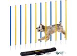 12-Teiliges Agility Slalom Set - Hindernis Mit 12 Stangen Und Abstandsschnur