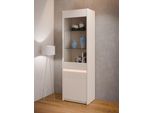 Vitrine Forte "Oak Squere Vitrine, Soft Close", Weiß (Mauvella Eiche, Kashmir Beige), B:60,6Cm H:197,9Cm T:41,5Cm, Holzwerkstoff, SchräNke, Vitrine, B/H/T 60,6/197,9/41,5 Cm, Beleuchtung, GlastüRe, Grifflos
