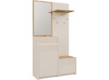Kompaktgarderobe Forte "Oak Squere Garderobe, 1 TüRe, 1SK, 1 Klappe", Beige (Sand, Mauvella Eiche), B:108,4Cm H:195,9Cm T:41,7Cm, Holzwerkstoff, SchräNke, B/H/T 108,4 /195,9/41,7 Cm Spiegel, Haken, Kleiderstange