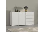 Sideboard Otto Home "Metric,Breite 138 Cm, Grifflose Kommode 2 TüRen/4 SchubkäSten", Weiß, B:138Cm H:78,3Cm T:40Cm, Sideboards, Sideboard, Schubladenschrank Mit Viel Stauraum, EinlegeböDen Verstellbar