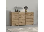 Sideboard Otto Home "Metric,Breite 138 Cm, Grifflose Kommode 2 TüRen/4 SchubkäSten", Braun (Wotan Eiche), B:138Cm H:78,3Cm T:40Cm, Sideboards, Sideboard, Schubladenschrank Mit Viel Stauraum, EinlegeböDen Verstellbar