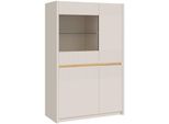 Vitrine Forte "Oak Squere Highboard, Soft-Close, GlatüRe", Mauvella Eiche, Sand, B:95,3Cm H:146,7Cm T:41,5Cm, Holzwerkstoff, SchräNke, Vitrine, B/H/T 95,3/146,7/41,5 Cm, Beleuchtung, Softclose