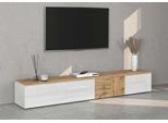 Lowboard Otto Home "Iseo, Tv-Kommode,Tv-MöBel,Tv-Bank, 3 FäCher, Breite 200 Cm", Weiß Hochglanz Fronten, Eiche Wotan Matt, B:200Cm H:30Cm T:35Cm, Sideboards, Lowboard, Stehend/HäNgend, 1 Klappe, 2 TüRen Hochglanz Lackiert, Made In Italy