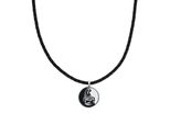 Kette Mit AnhäNger Amor "Scorpions By Amor, Skorpion-Motiv", Edelstahlfarben, Schwarz, Halsketten, Herren, Edelstahl Leder, L: 50 B: 3Mm, Edelstahl, Leder, B:3Mm