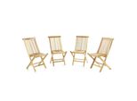Vcm 4Er Set Gartenstuhl Teak Holz Unbehandelt Klappbar MaßE B. 46X H. 89X T. 62Cm