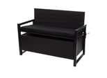 Poly-Rattan 2Er Sitzbank MCW-F39, Gartenbank Truhenbank, Staufach Aufbewahrung Sitzkissen ~ Braun, Kissen Schwarz