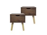 Hti-Living Nachttisch 1 Schublade 2Er-Set Thekla Eiche