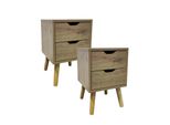 Hti-Living Nachttisch 2 Schubladen 2Er-Set Thekla Artisaneiche