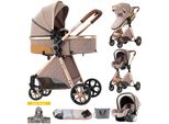 SDBABY Kombikinderwagen 3 in 1, faltbar, Kunstleder, Zubehör-Set