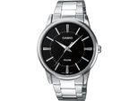 Quarzuhr, Silber (Edelstahlfarben, Schwarz), Casio Timeless Collection, Armbanduhren, Damen, Quarzuhr, Armbanduhr, Herrenuhr, Damenuhr, Analog, Neo-Display, Edelstahlarmband