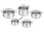 Topf-Set Tefal "Duetto+, Kochtopf Set Mit Glasdeckel", Silber (Edelstahl), TöPfe, AbgießDeckel, Integrierte Messskala, Induktionsgeeignet, Rostfrei