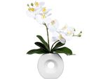 Kunstorchidee Creativ Green "Phalaenopsis", Weiß, H:35Cm, Kunststoff, Kunstpflanzen, In Keramikvase