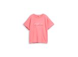 Tom Tailor Damen Loose Fit Scuba T-Shirt Mit Print, Rosa, Uni, Gr. M