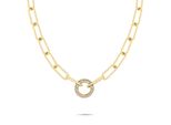 Gliederkette Tamaris "Schmuck Geschenk Edelstahl Halskette Mit Glitter Donut", Gelbgoldfarben, Kristallweiß, Halsketten, Damen, Edelstahl, L: 45 B: 1,7Mm, Gliederkette, Mit Glasstein, B:1,7Mm