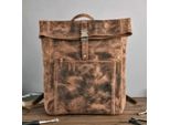 Belveder Leder rucksack Vintage Laptoprucksack mit Rollverschluss für 15,6 Zoll Laptop, Rolltop Rucksack, Arbeitsrucksack, Reiserucksack – Braun BP145