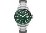 Diese Emporio Armani Diver Analoguhr FüR Herren Ist Der Perfekte Zeitmesser Zum Tragen Oder Als Geschenk. Es Ist Silber 42 Mm Runde GehäUse Kombiniert Mit Dem Bequemen Silber Edelstahl Uhrenarmband Wird Sichergestellt, Dass Sie Diese Atemberaubende Uhr Ohne Kompromisse GenießEn. Die Uhr Wird Von Einem Hochwertigen Quarzwerk Angetrieben Und Ist Bis Zu 10 Bar Wasserdicht, So Dass Sie Immer Ticken Wi