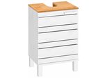 Waschbeckenunterschrank Home Affaire "Josie", Weiß (Weiß, Honig), B:40Cm H:61,5Cm T:30Cm, Massivholz, SchräNke, Waschbeckenunterschrank, Breite 40 Cm, Aus Massivholz, Metallgriff, 1 TüR