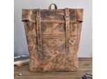 Belveder Leder rucksack Vintage Laptoprucksack mit Rollverschluss für 15,6 Zoll Laptop, Rolltop Rucksack, Arbeitsrucksack, Reiserucksack Braun BP245