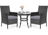 Gartenmöbel - 3-Sitzer Rattan-Gartenmöbel - Bistro-Set - Mit Kissen - Rattan