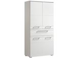 Midischrank Saphir "Mit 2 EinlegeböDen", Lack Weiß Hochglanz, B:76Cm H:156Cm T:38Cm, Holzwerkstoff, SchräNke, Midischrank