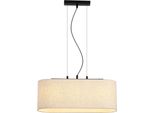 Searchlight Pendelleuchte "Hessian 3Lt Pendelleuchte, Schwarzes Metall Mit Leinenschirm", Schwarz, H: 25Cm, 1 Stk., Leuchten, Pendelleuchte