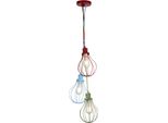 Searchlight Pendelleuchte "Novelty 3Lt Pendelleuchte - Buntes Metall", Rot, Blau, GrüN, H: 160Cm, 1 Stk., Leuchten, Pendelleuchte