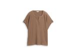 Tom Tailor Damen Crinkle T-Shirt, Braun, Uni, Gr. Xs