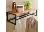 Kadima Design Rustikale Wandgarderobe, Akazienholz & Metall, NatüRliche Baumkante