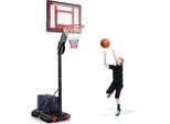 GOPLUS Basketballkorb Outdoor, Basketballkorb mit Ständer, Korbhöhe von 105-260 cm einstellbar, Basketballständer tragbar mit 2 Rädern, Schwarz
