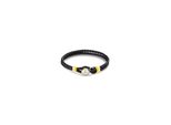 Lederarmband Tommy Hilfiger "Nautical", Schwarz, Edelstahlfarben, Weiß, Gelb, Gelbgoldfarben, ArmbäNder, Herren, 19Cm, Edelstahl Leder Nylon, Edelstahl, Leder, Nylon, Lederarmband