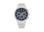 Multifunktionsuhr Tommy Hilfiger "Sam", Silberfarben, Blau, Armbanduhren, Herren, Quarzuhr, Armbanduhr, Herrenuhr, Edelstahlarmband, Analog, Tag