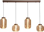 Searchlight Led Pendelleuchte "Lille Led 4Lt Led-Pendelleuchte, Latte-Metall Und Bernsteinglas", Energieeffizienz: G (A-G), Gold (Latte), H: 40Cm, 1 Stk., Leuchten, Led Pendelleuchte