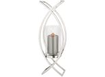 Windlicht Fink "Maddox, Weihnachtsdeko", Silber (Silberfarben), B:19Cm H:54Cm T:13,5Cm, Edelstahl, Glas, Kerzenhalter, Windlicht, Aus Edelstahl Und Glas, HöHe Ca. 54 Cm